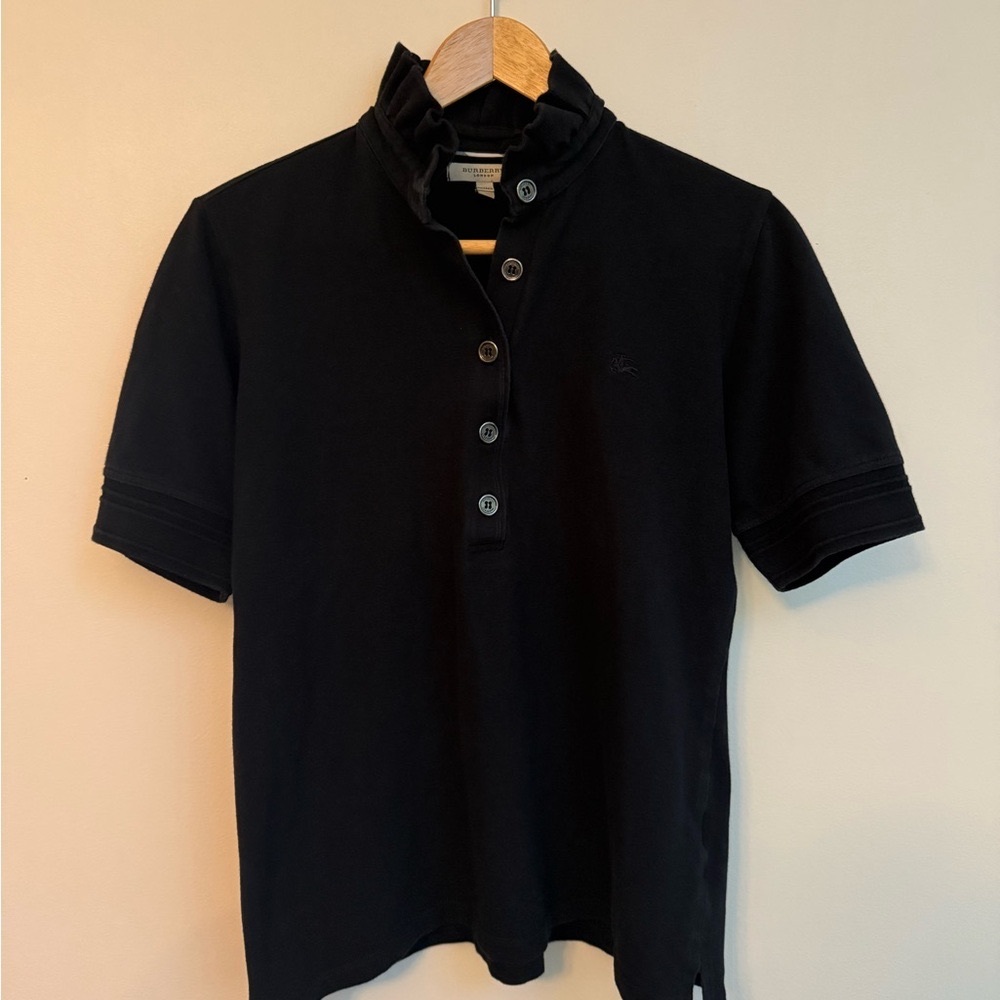 Burberry Black Short Sleeve Button-Down Polo